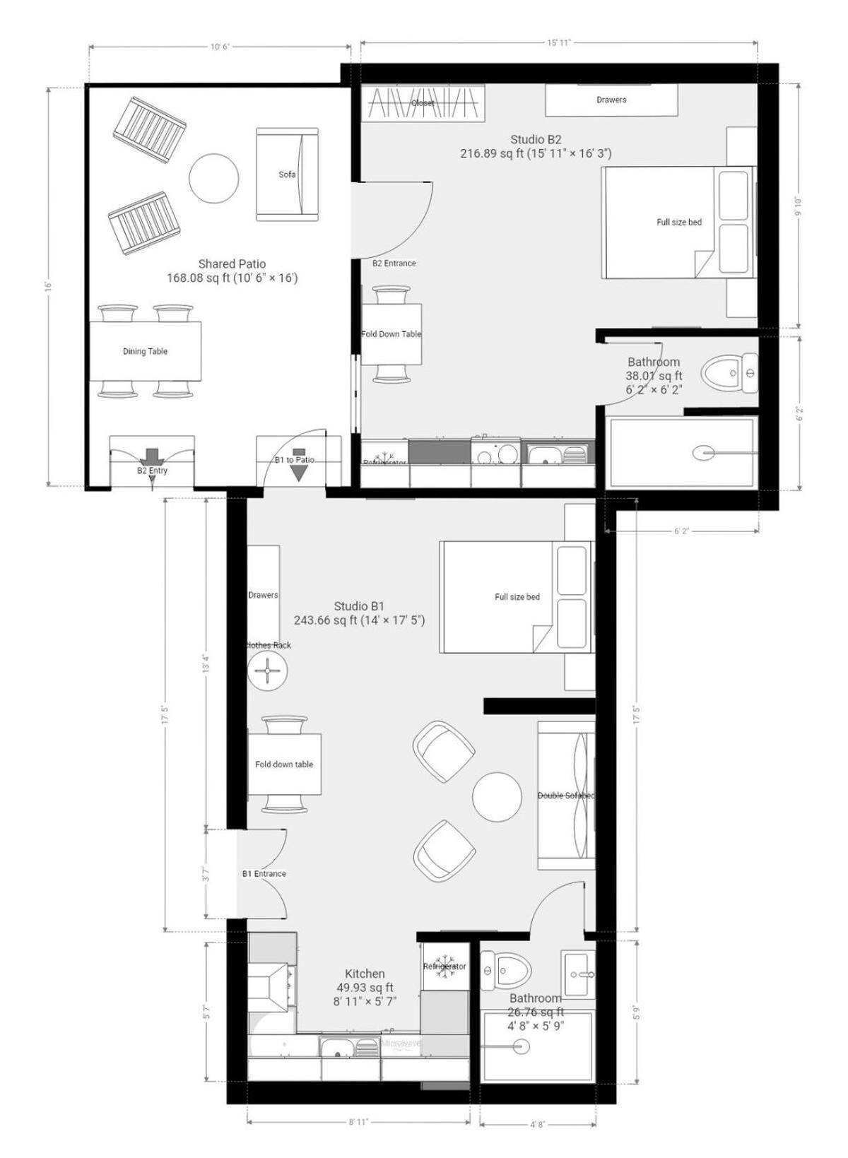 Newly Renovated B2 With Patio Sleeps 2 Apartment